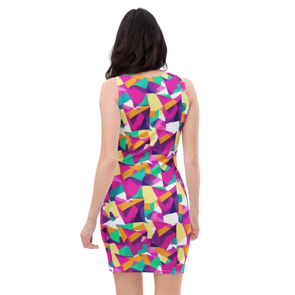 Magenta Geometry on Bodycon Dress — Back