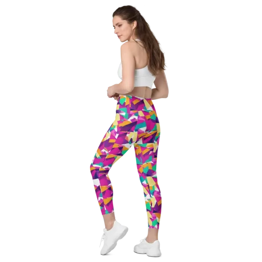 Magenta Geometry on a Leggings with Pockets