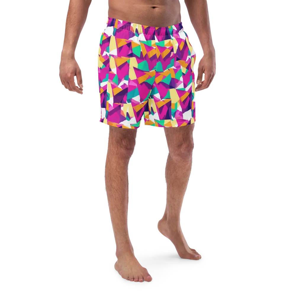 Magenta Geometry on Swim Trunks — Front