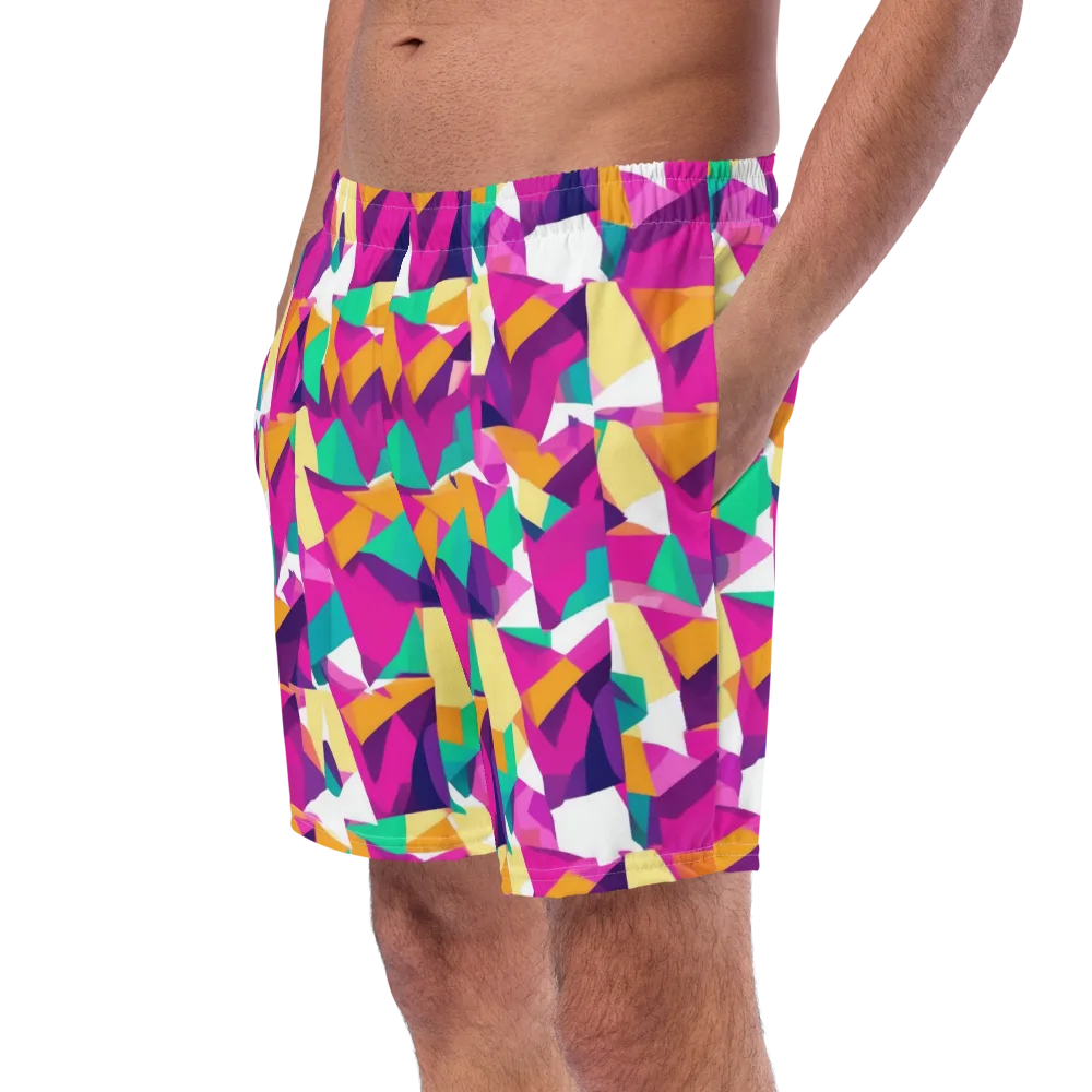 Magenta Geometry on Swim Trunks — Left Front