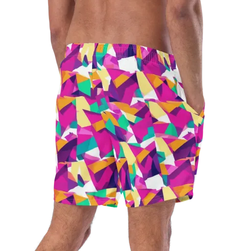 Magenta Geometry on a Swim Trunks