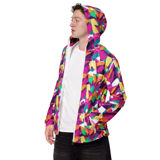 Magenta Geometry on a Men's Windbreaker