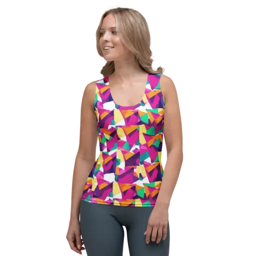 Magenta Geometry on a Women's Tank Top