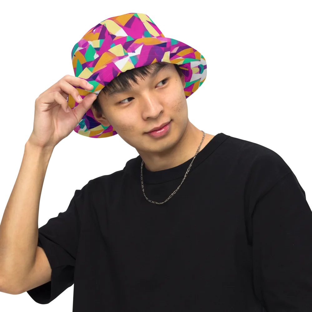 Magenta Geometry on Reversible Bucket Hat — Front Inside