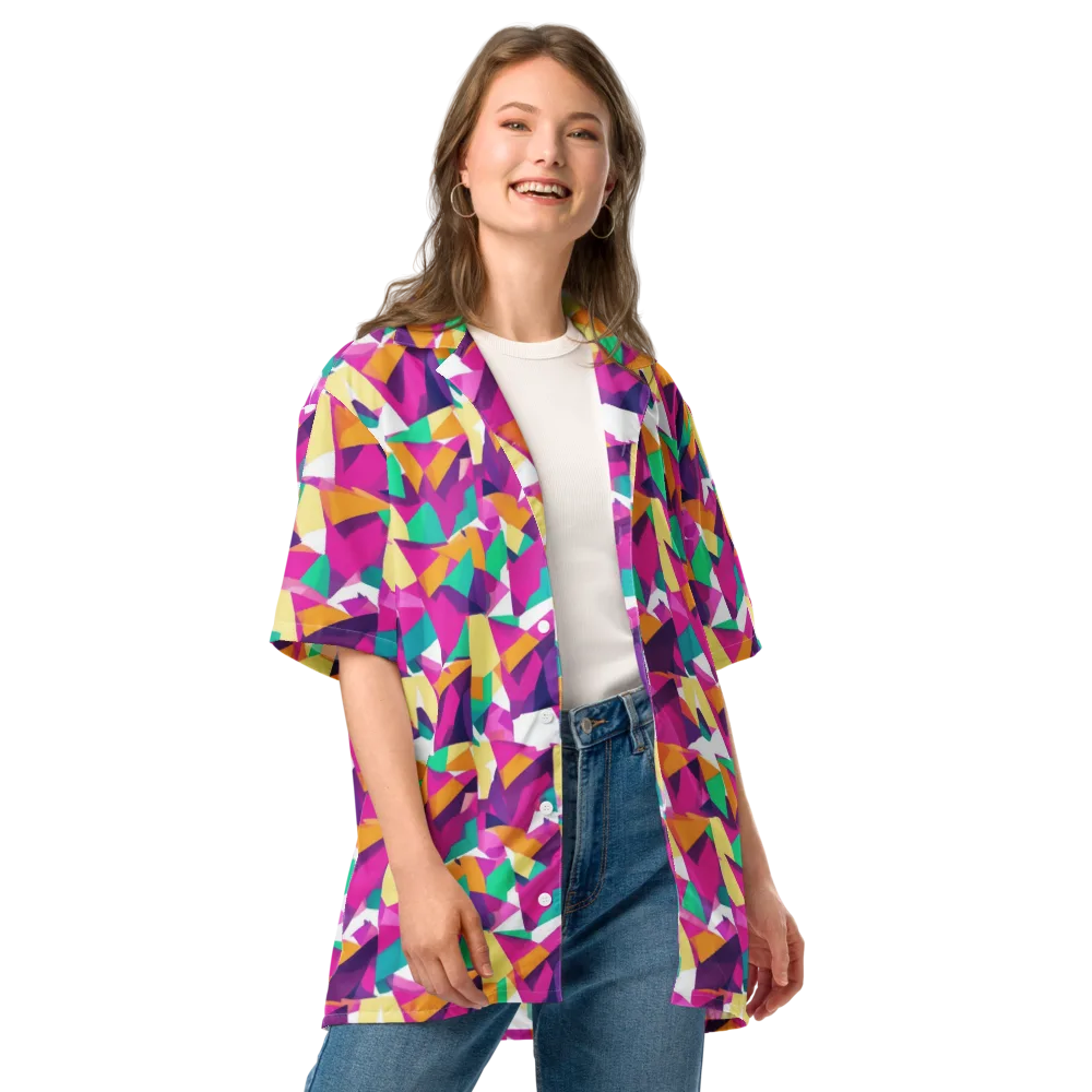 Magenta Geometry on Button Shirt — Front