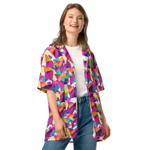 Magenta Geometry on a Button Shirt