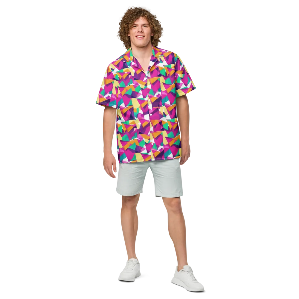 Magenta Geometry on Button Shirt — Front