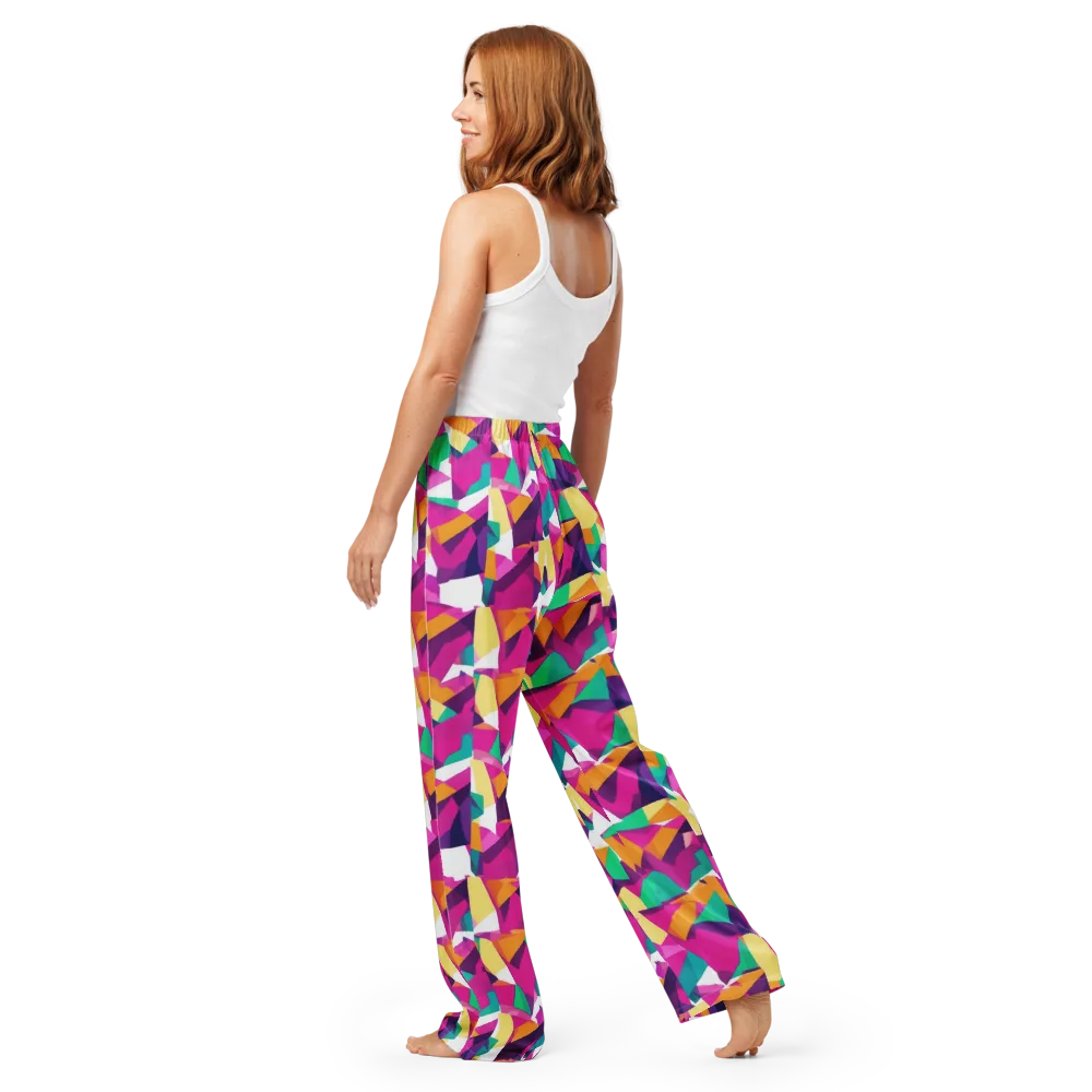 Magenta Geometry on Women's Pajama Pants — Back