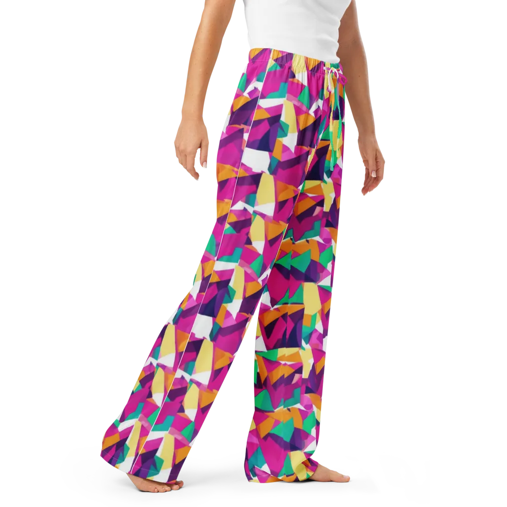 Magenta Geometry on Women's Pajama Pants — Right Front