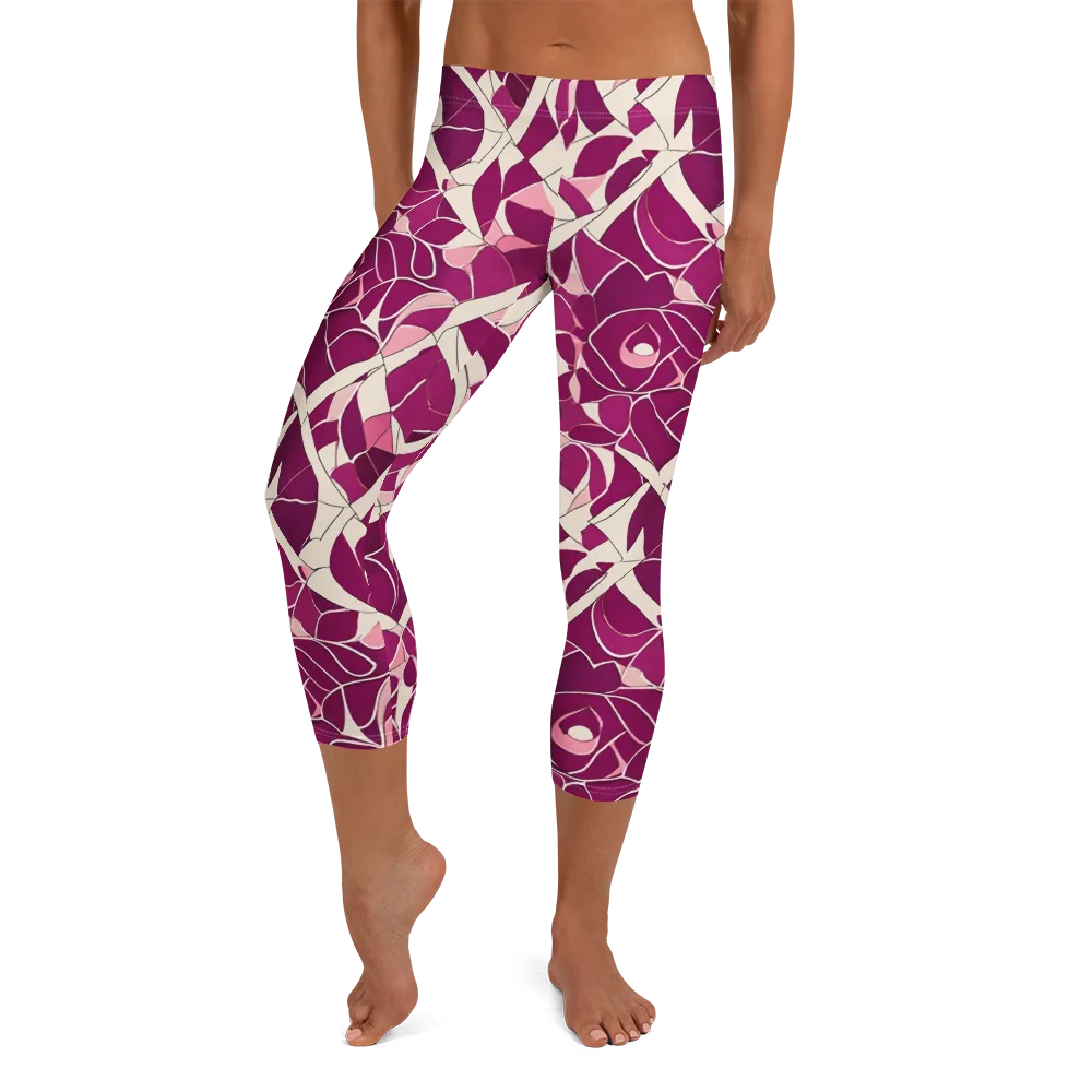 Magenta Mosaic on Capri Leggings — Front
