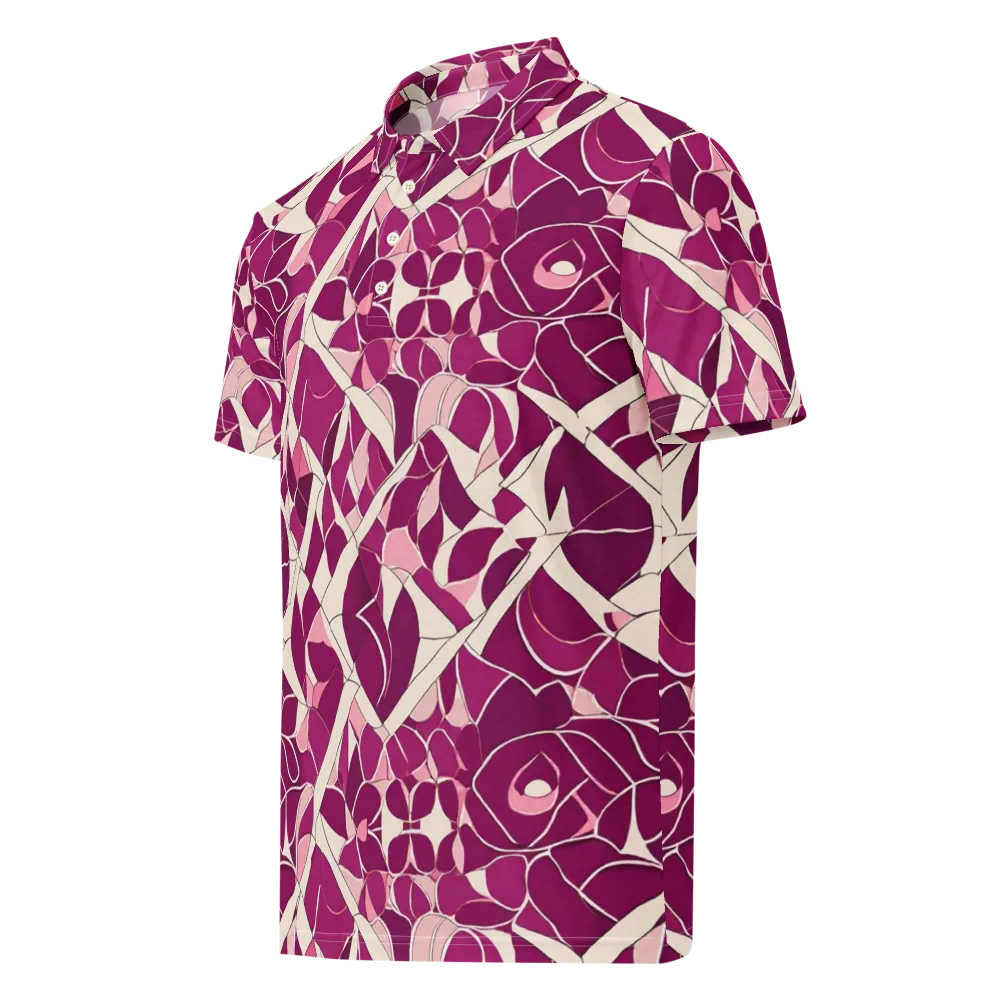 Magenta Mosaic on Men's Slim Fit Polo Shirt — Left Front