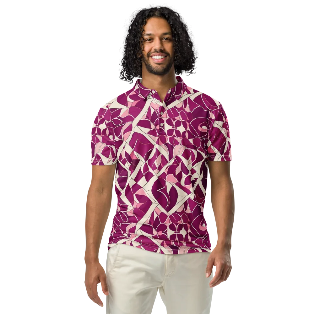 Magenta Mosaic on Men's Slim Fit Polo Shirt — Front
