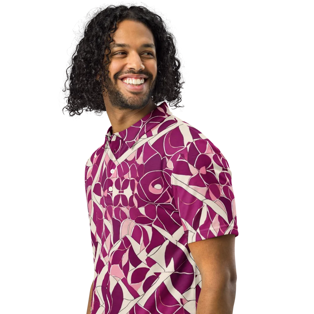 Magenta Mosaic on Men's Slim Fit Polo Shirt — Left Front