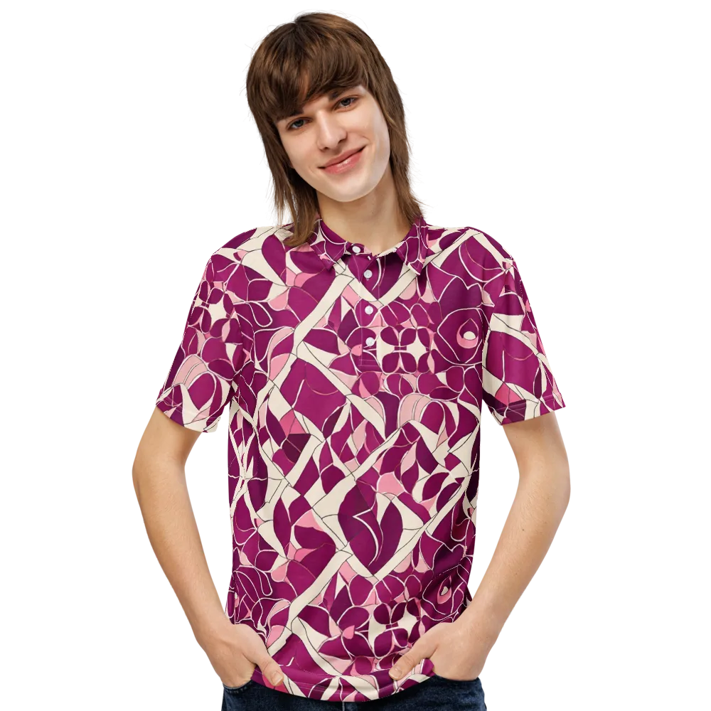 Magenta Mosaic on Men's Slim Fit Polo Shirt — Front