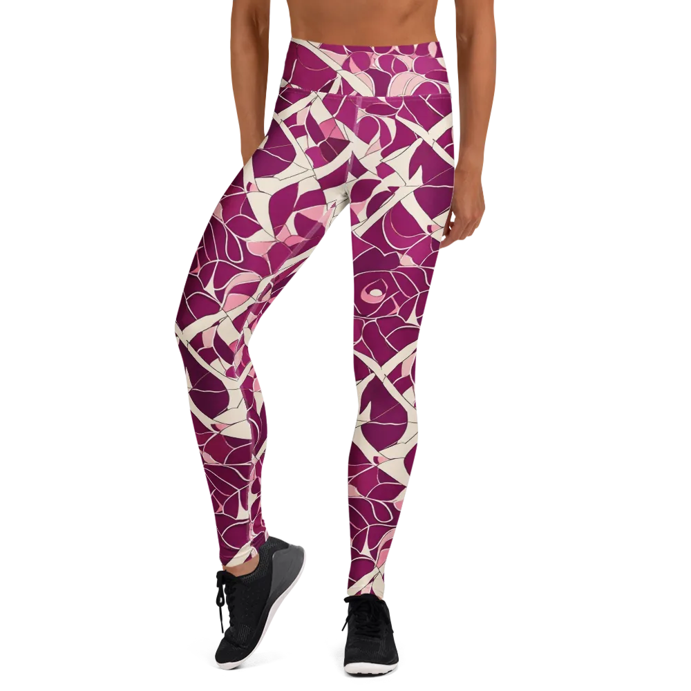 Magenta Mosaic on Yoga Leggings — Front