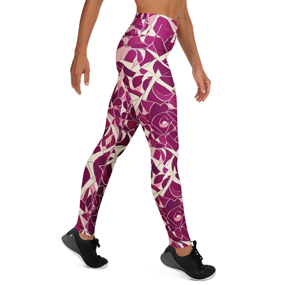 Magenta Mosaic on Yoga Leggings — Right