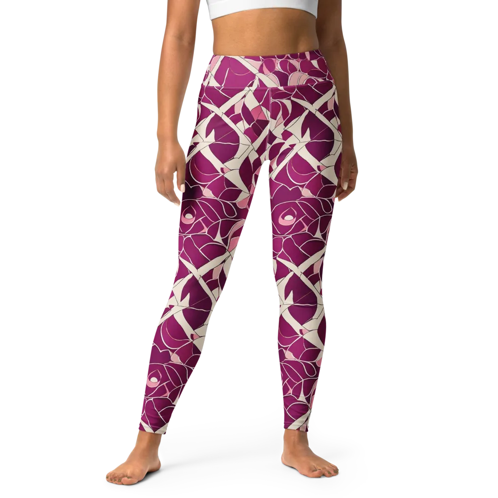Magenta Mosaic on Yoga Leggings — Front