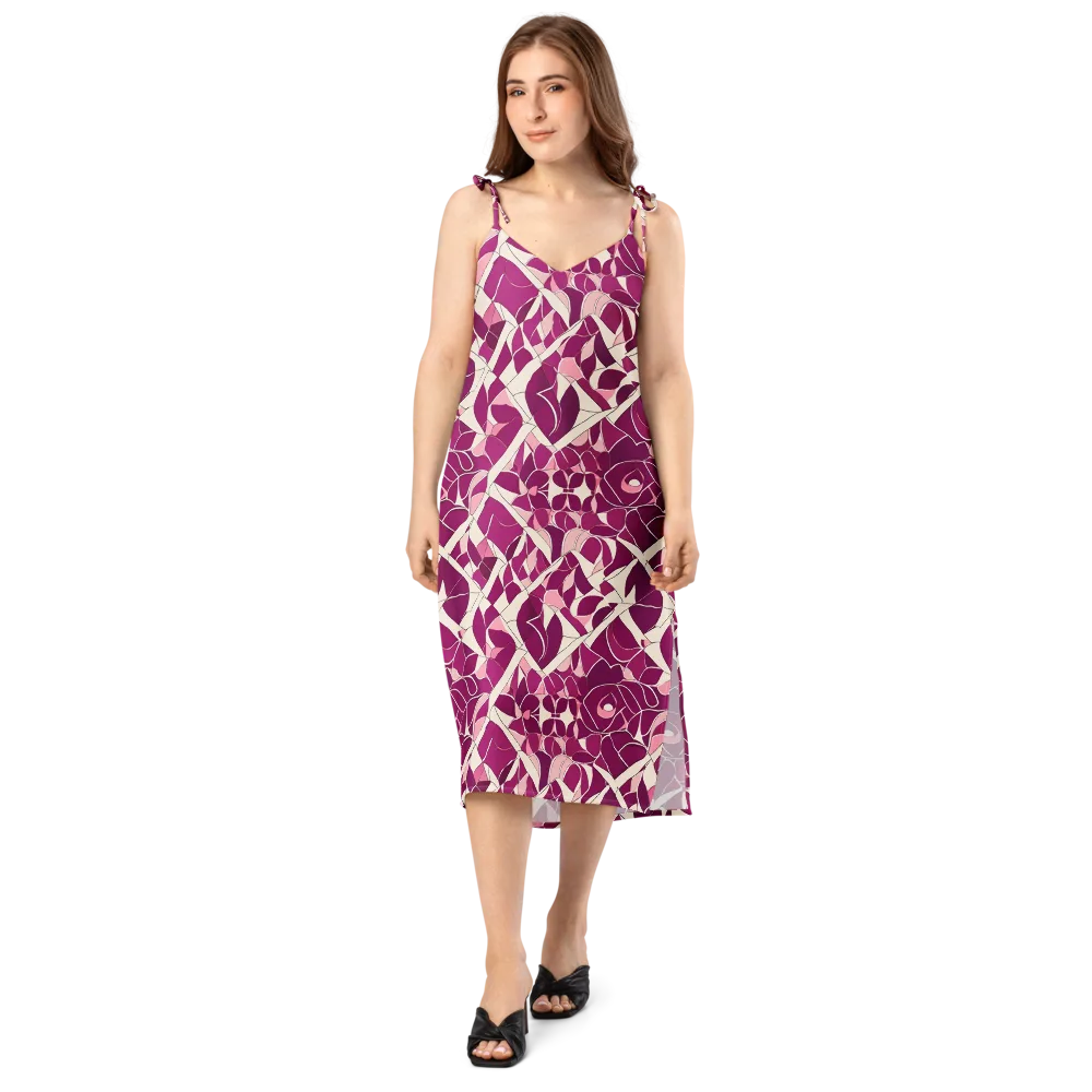 Magenta Mosaic on Slip Dress — Front
