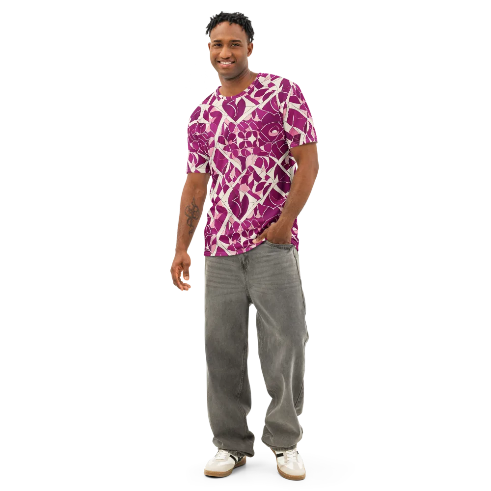 Magenta Mosaic on Men's Cotton Crew Neck T-Shirt — Front
