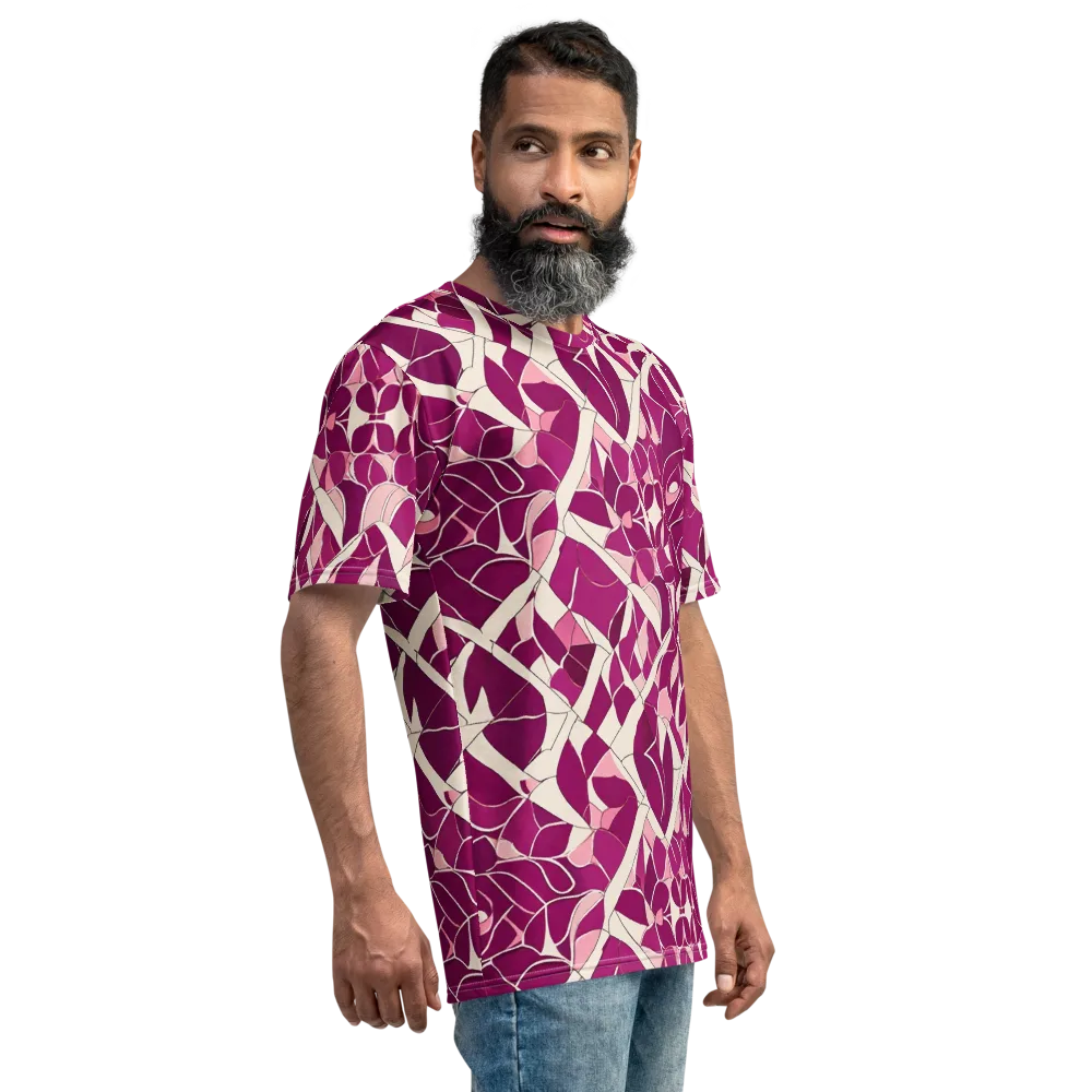 Magenta Mosaic on Men's Crew Neck T-Shirt — Right