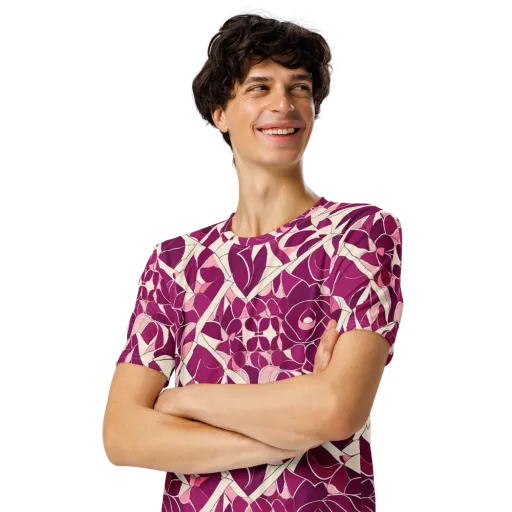 Magenta Mosaic on a Men's Crew Neck T-Shirt