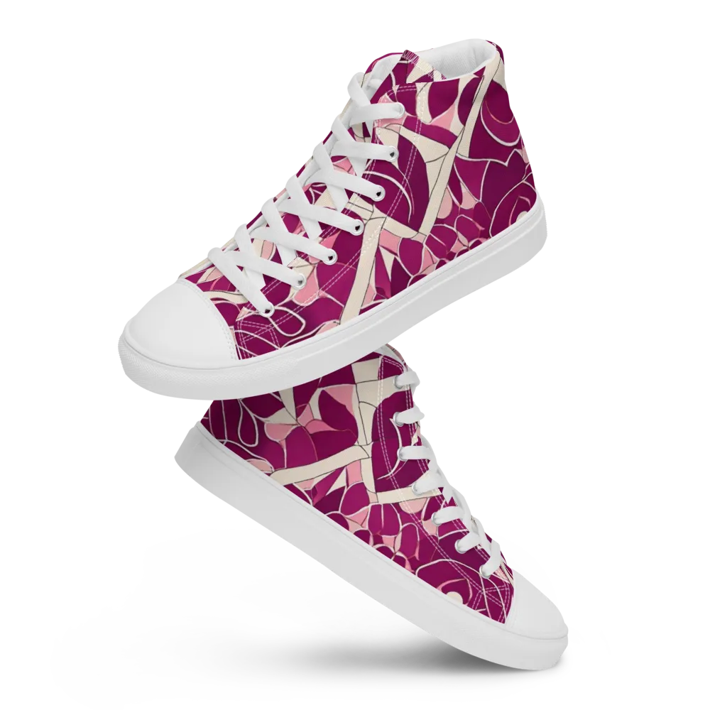 Magenta Mosaic on Men's High Top Canvas Shoes — Front