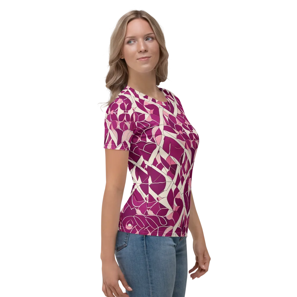 Magenta Mosaic on Women's Crew Neck T-Shirt — Right