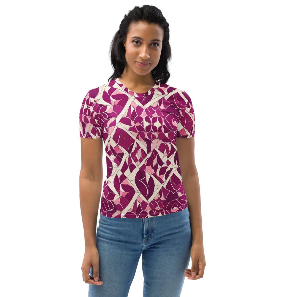Magenta Mosaic on Women's Crew Neck T-Shirt — Front