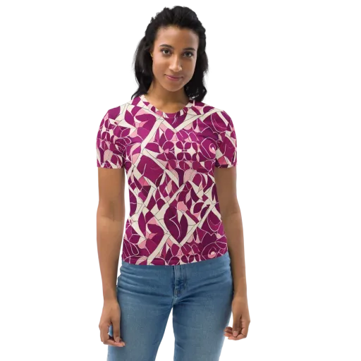 Magenta Mosaic on a Women's Crew Neck T-Shirt