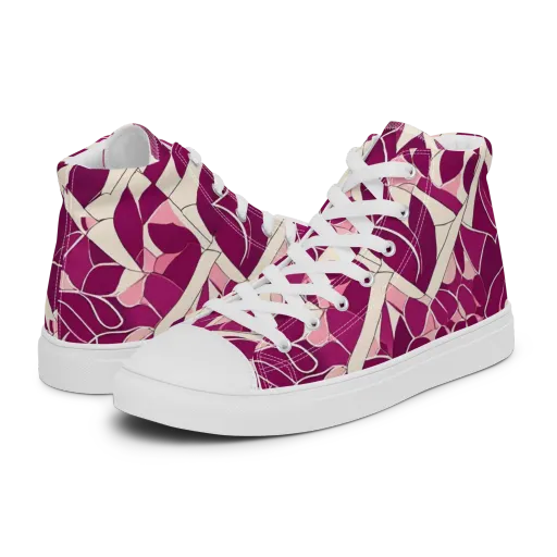 Magenta Mosaic on a Women's High Top Canvas Shoes