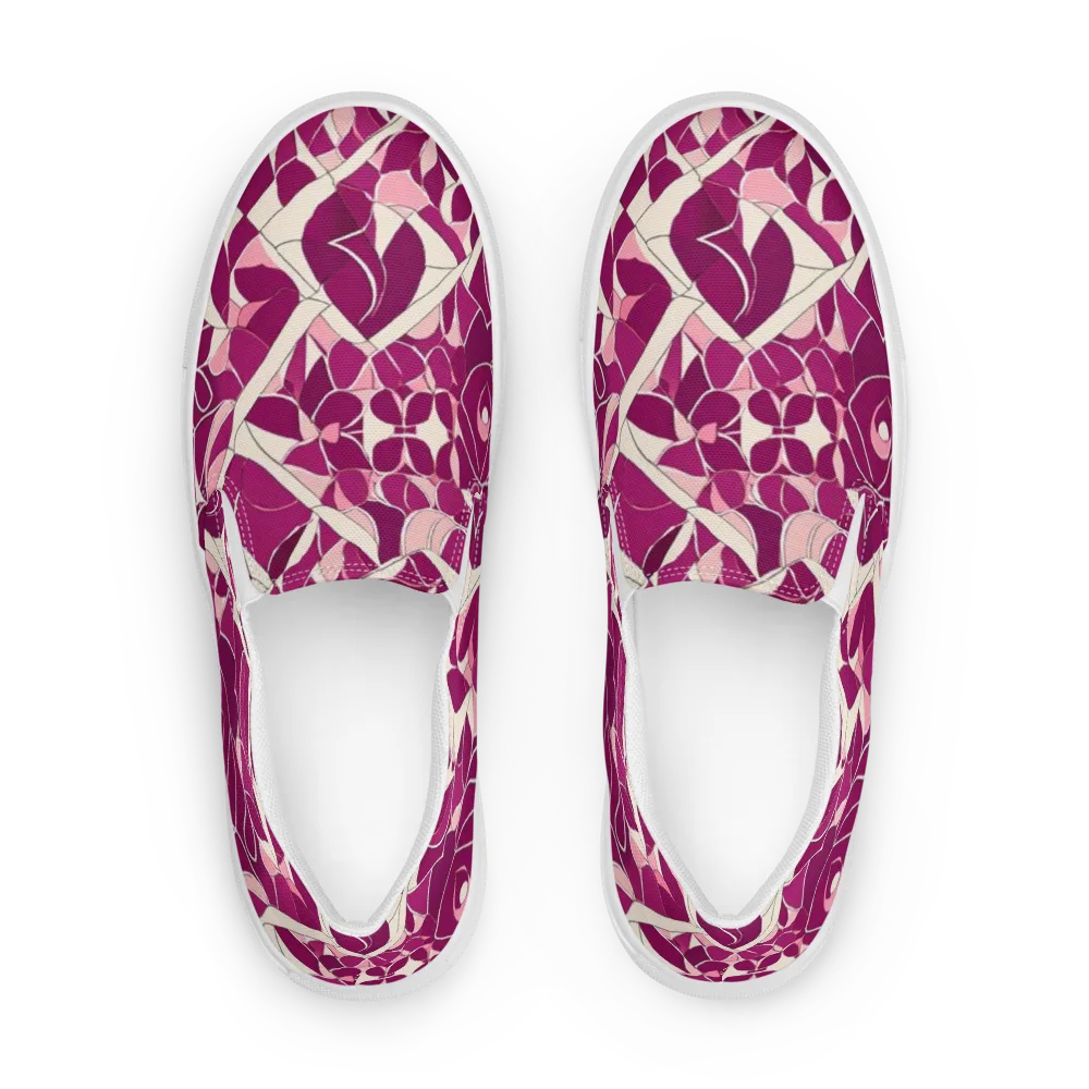 Magenta Mosaic on Men's Slip-On Canvas Shoes — Front