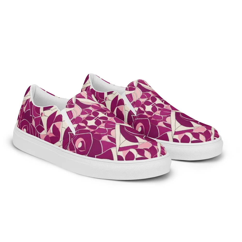 Magenta Mosaic on Men's Slip-On Canvas Shoes — Right Front