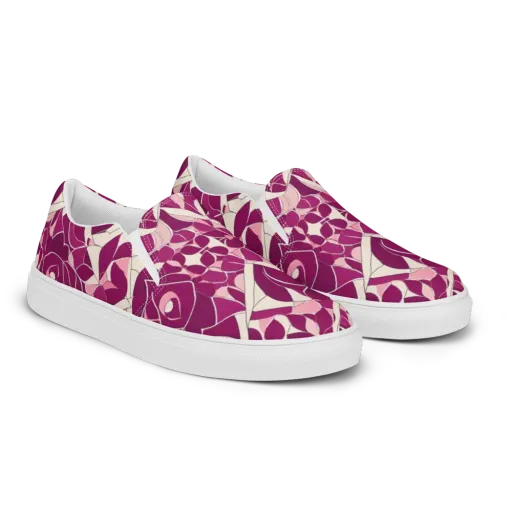 Magenta Mosaic on a Men's Slip-On Canvas Shoes