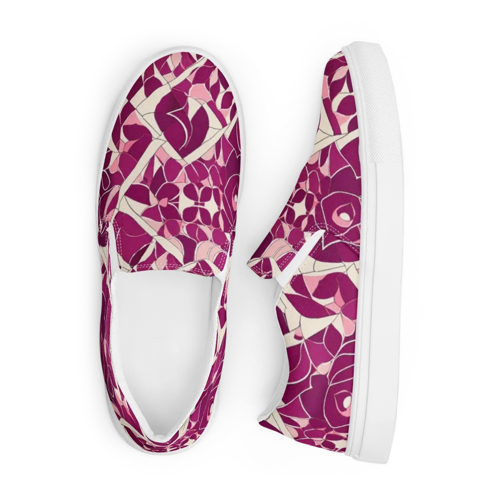 Magenta Mosaic on Men's Slip-On Canvas Shoes — Front