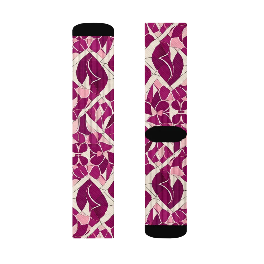 Magenta Mosaic on Socks — Left Sock