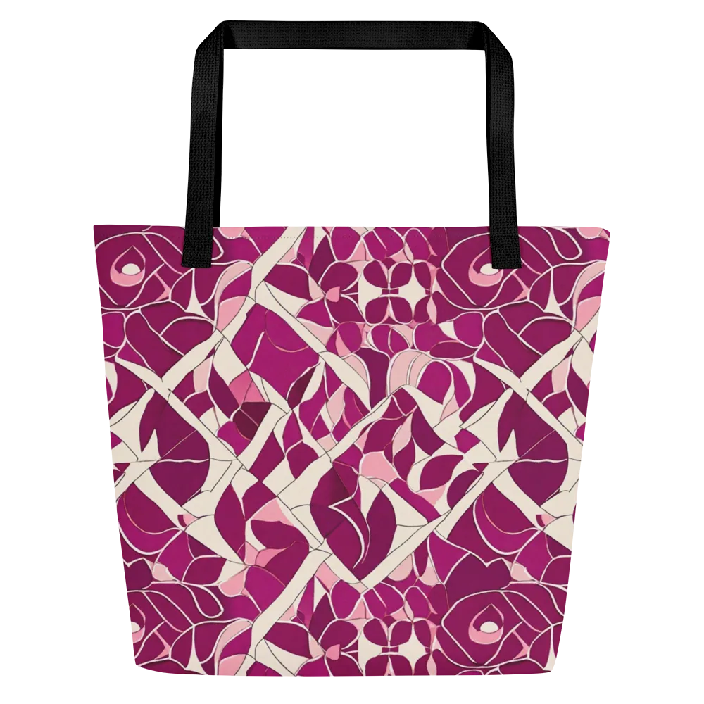 Magenta Mosaic on Large Tote Bag W/ Pocket — Front