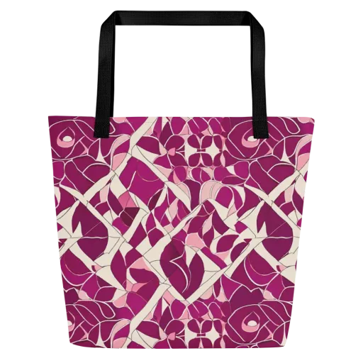 Magenta Mosaic on a Large Tote Bag W/ Pocket