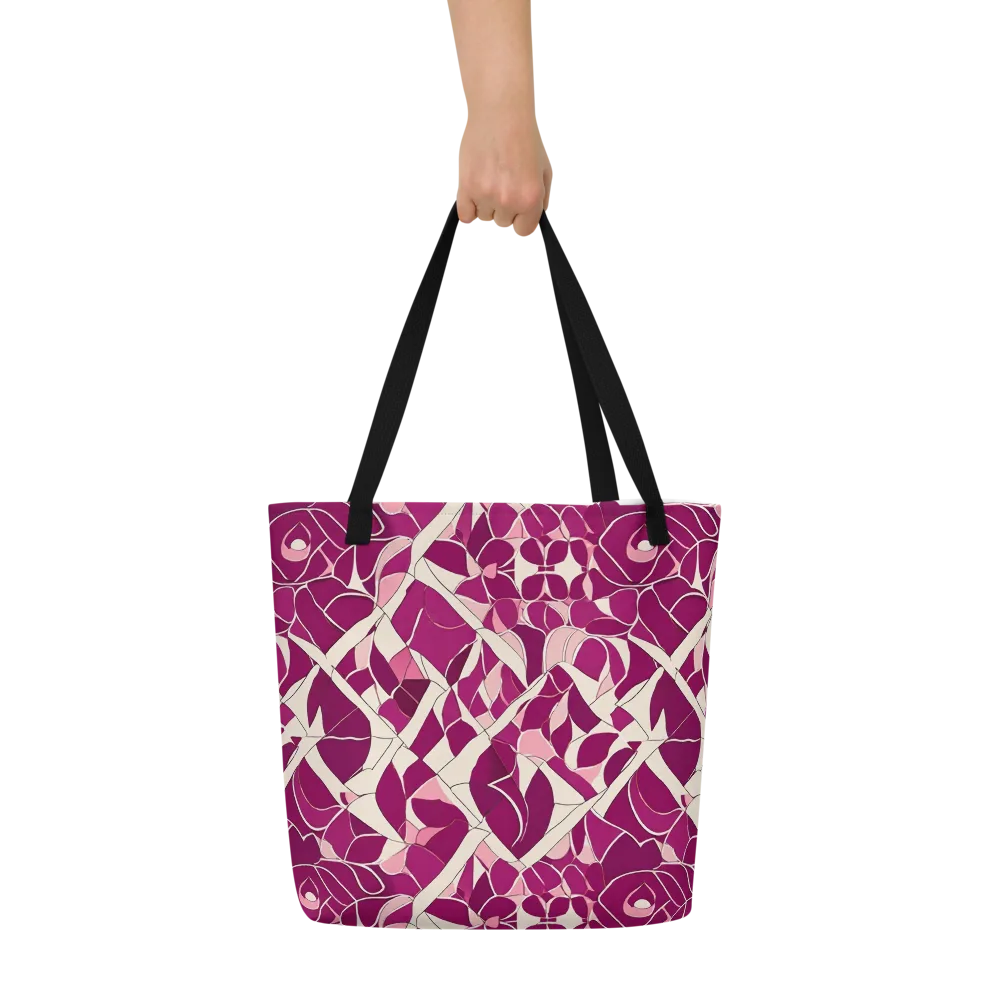 Magenta Mosaic on Large Tote Bag W/ Pocket — Front