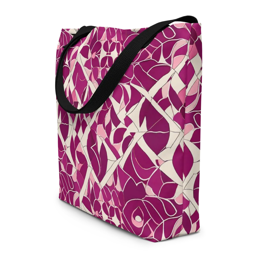 Magenta Mosaic on Large Tote Bag W/ Pocket — Front