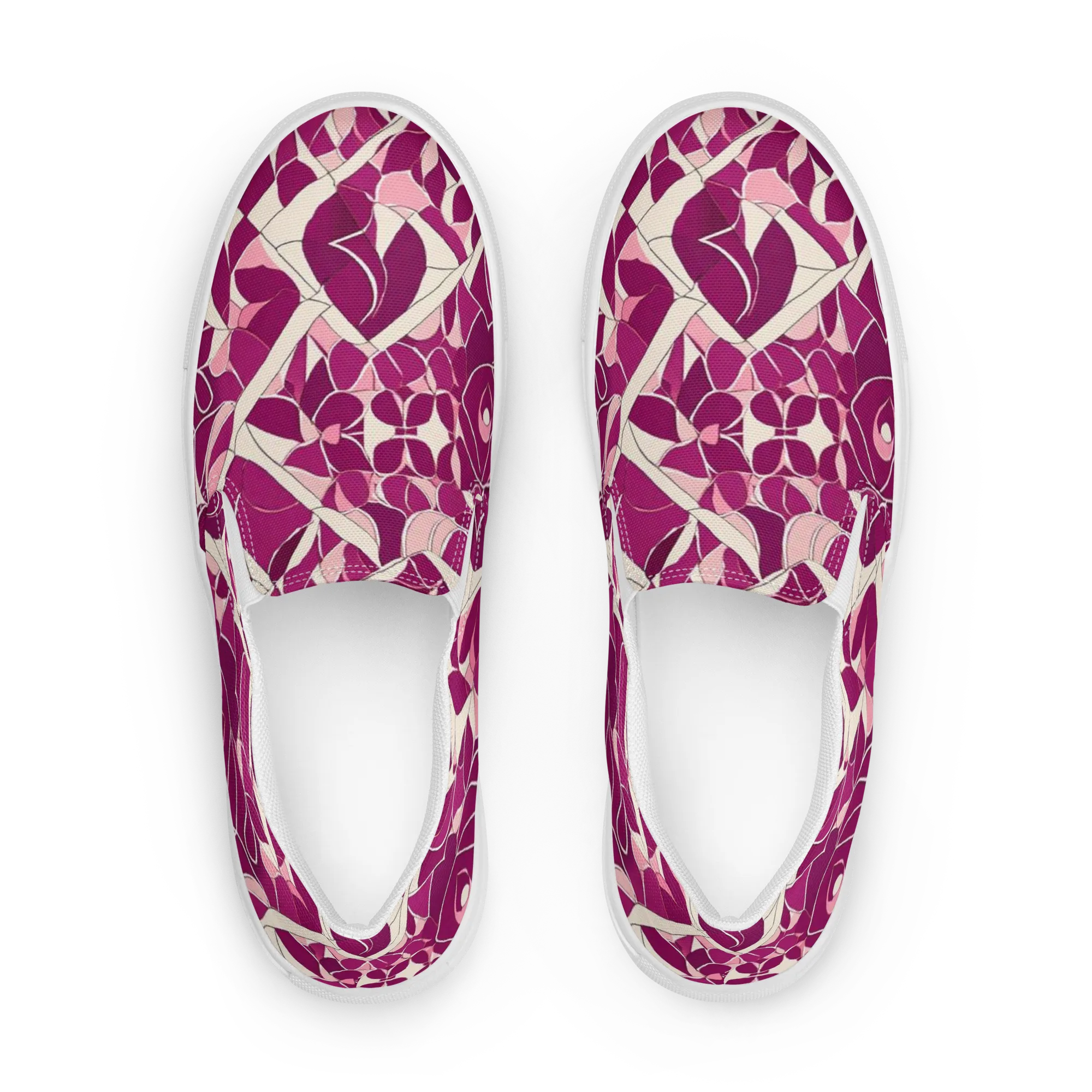 Magenta Mosaic on Women's Slip-On Canvas Shoes — Front