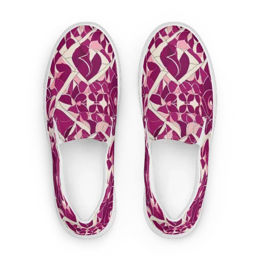 Magenta Mosaic on a Women's Slip-On Canvas Shoes