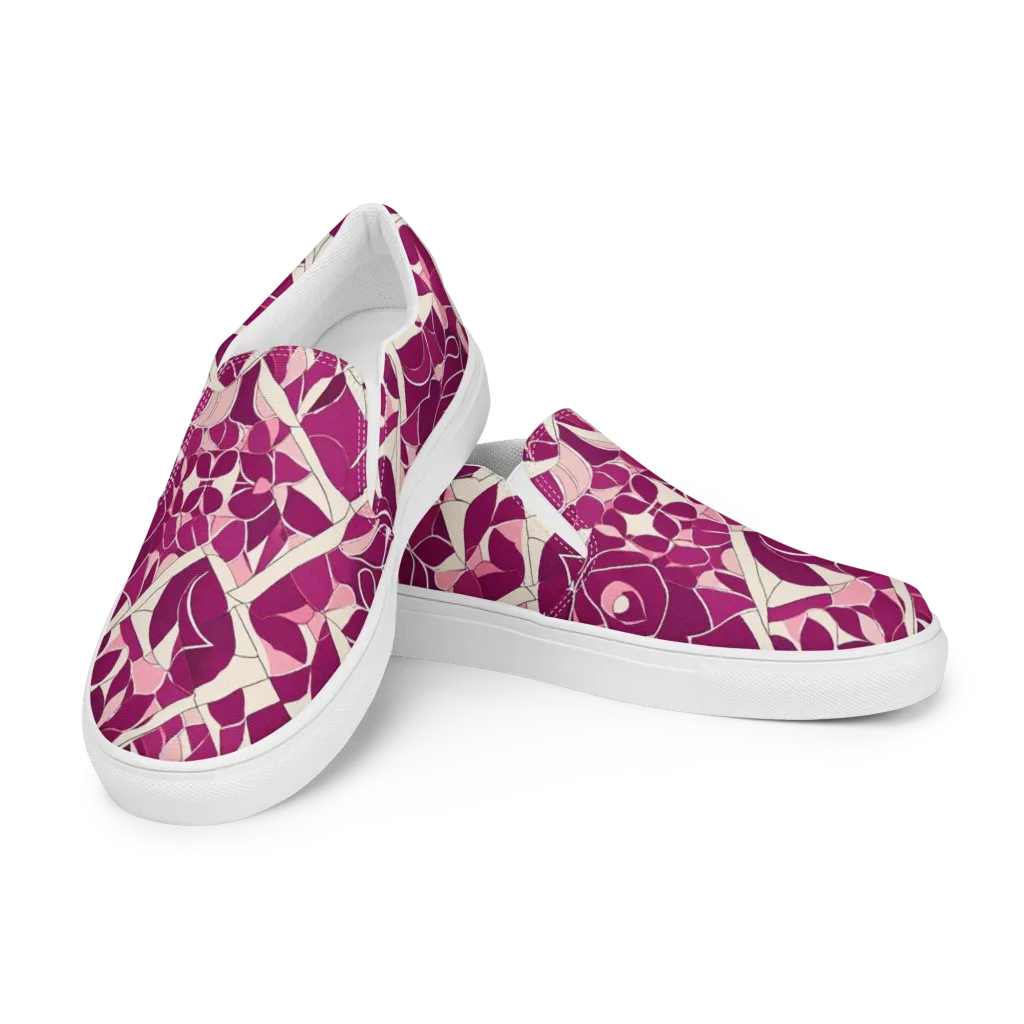 Magenta Mosaic on Women's Slip-On Canvas Shoes — Left Front