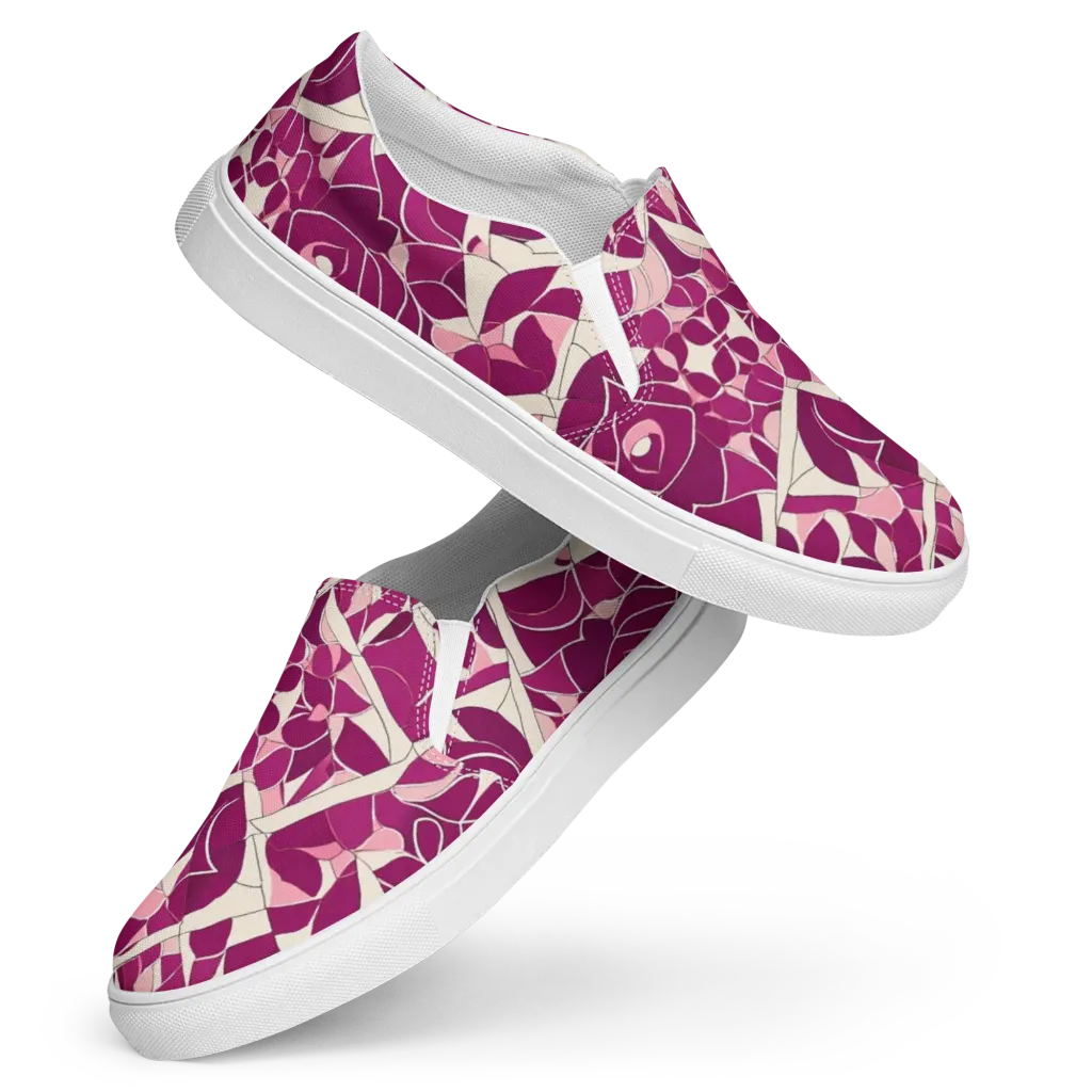 Magenta Mosaic on Women's Slip-On Canvas Shoes — Front
