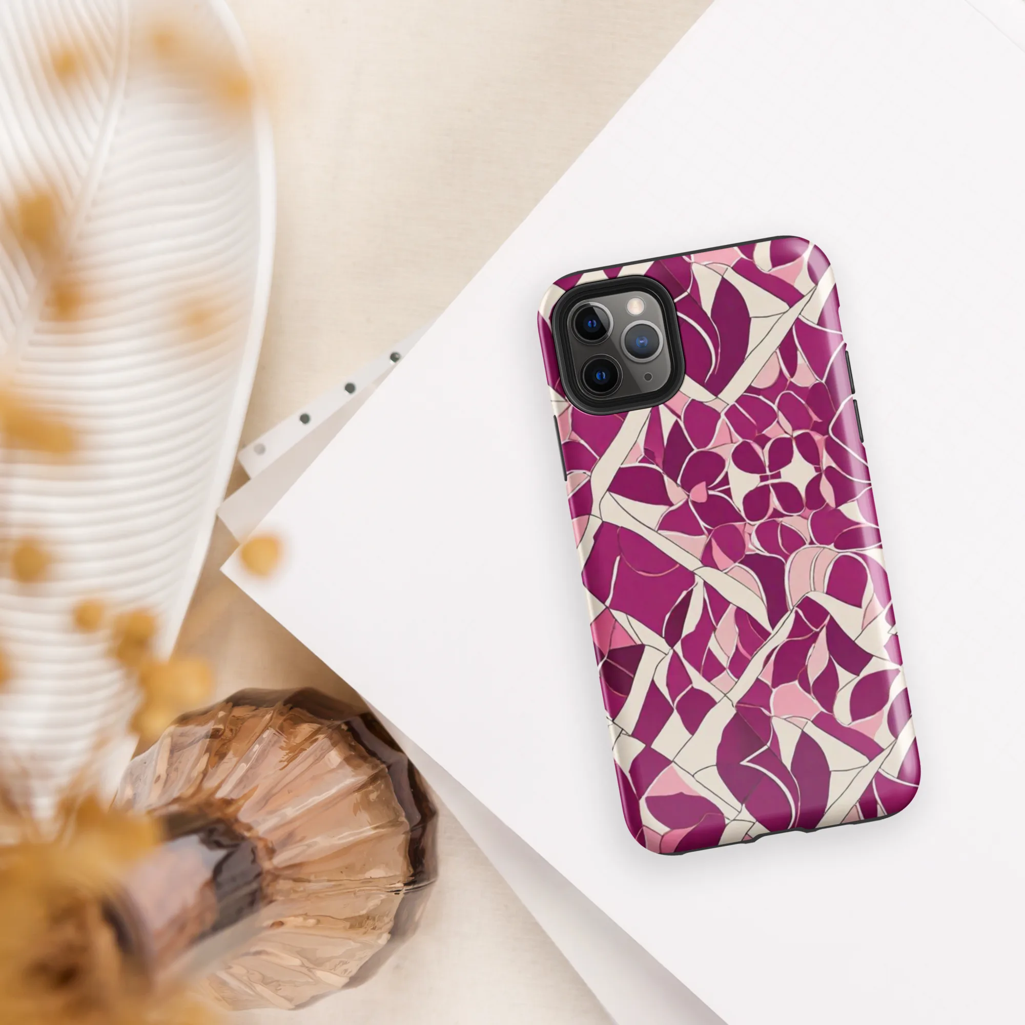 Magenta Mosaic on Tough Case for iPhone® — Front