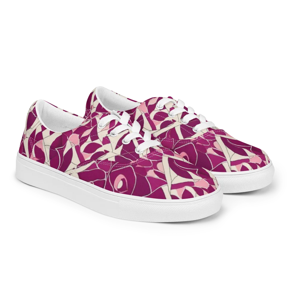 Magenta Mosaic on Men's Lace-Up Canvas Shoes — Right Front