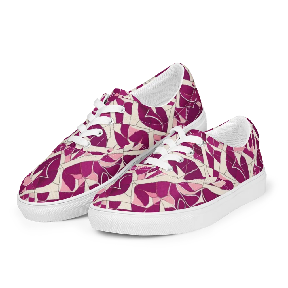 Magenta Mosaic on Men's Lace-Up Canvas Shoes — Left Front
