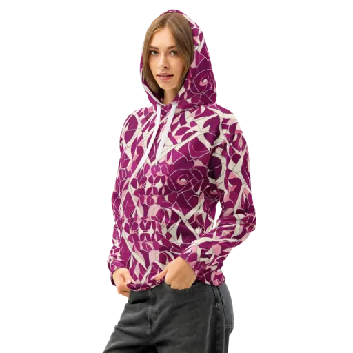 Magenta Mosaic on a Cotton Hoodie
