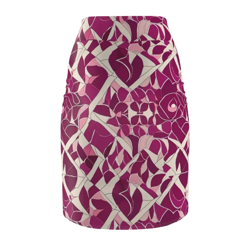Magenta Mosaic on Pencil Skirt — Back
