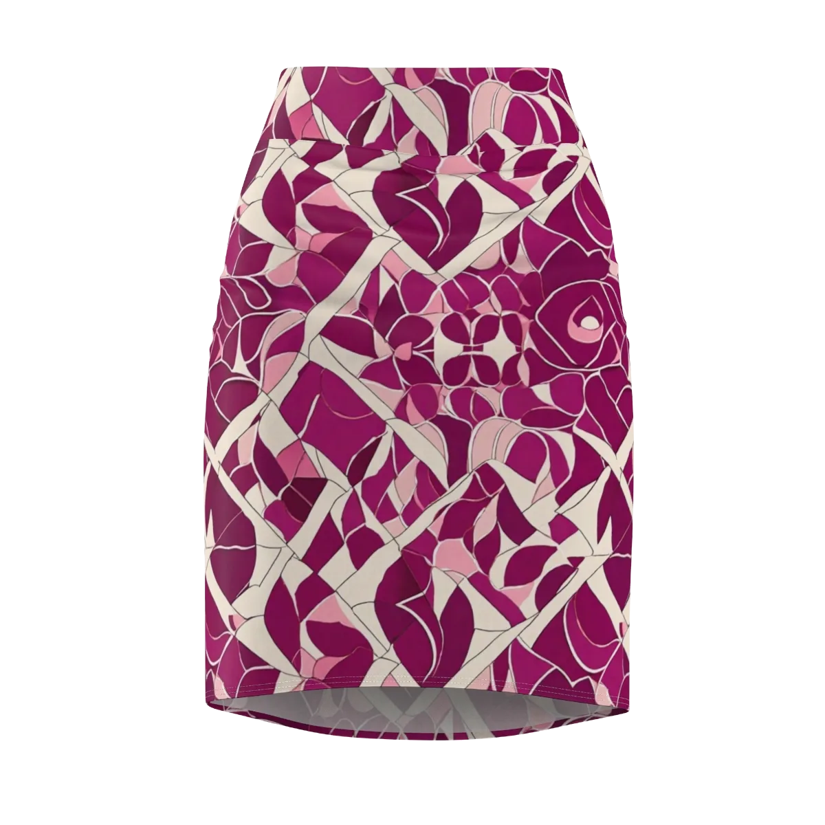 Magenta Mosaic on Pencil Skirt — Front