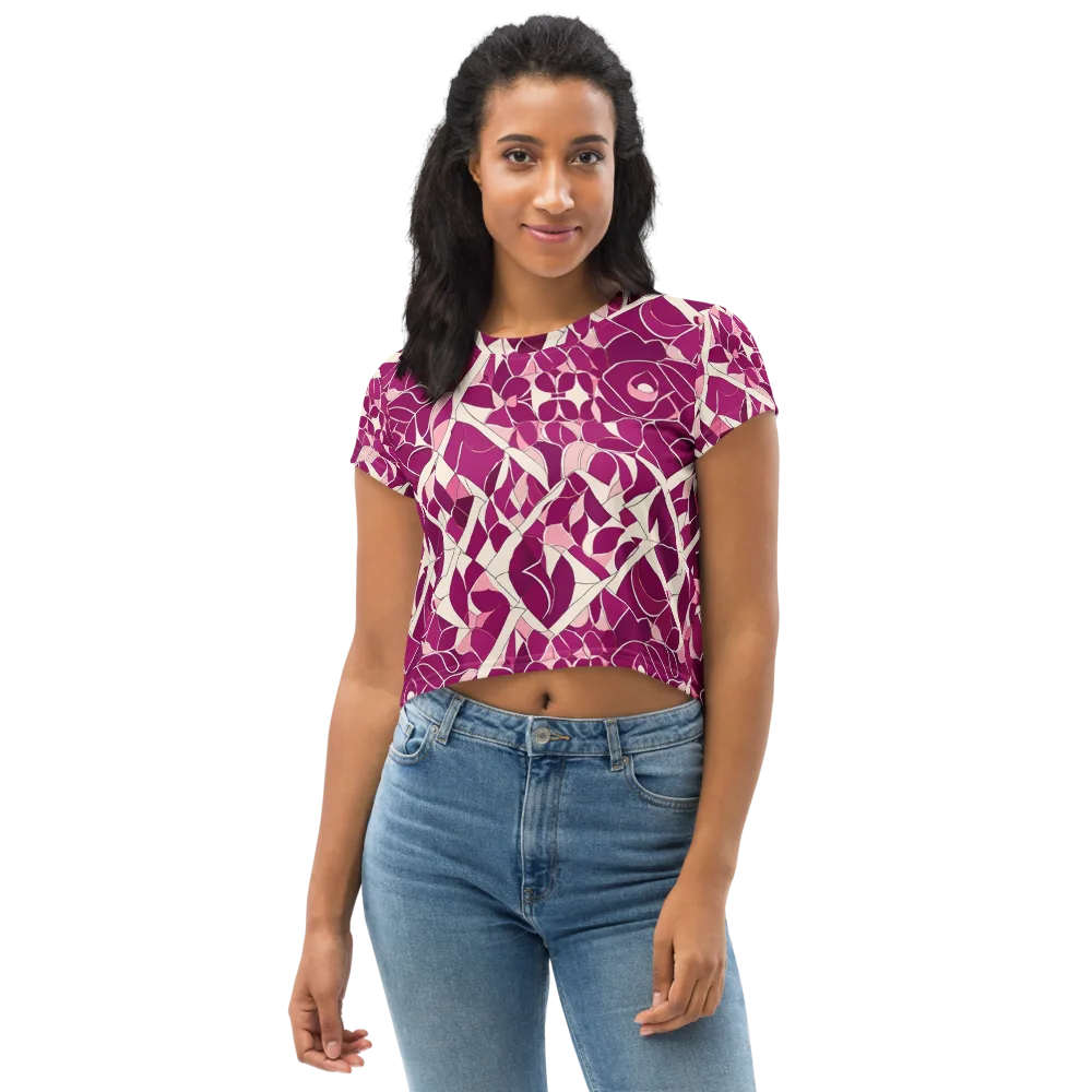 Magenta Mosaic on Crop Tee — Front